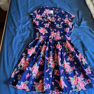 Navy blue floral dress